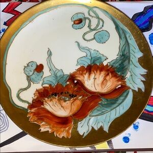 Elegant Floral Plate with Gold Trim